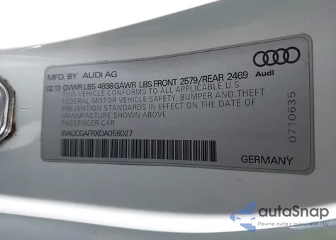 2013 Audi S5 3.0T Premium Plus from USA, damaged, VIN WAUCGAFRXDA056027